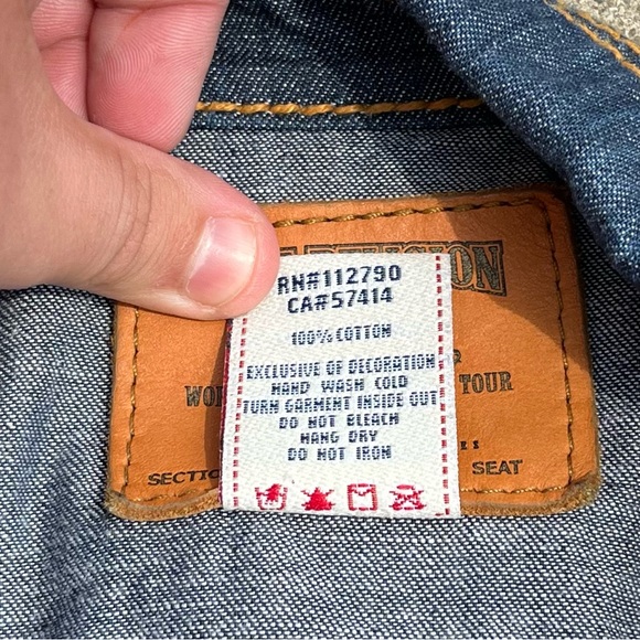 True Religion Georgia Blue Jean Jacket Denim XS. Orange Stitch - Picture 5 of 13